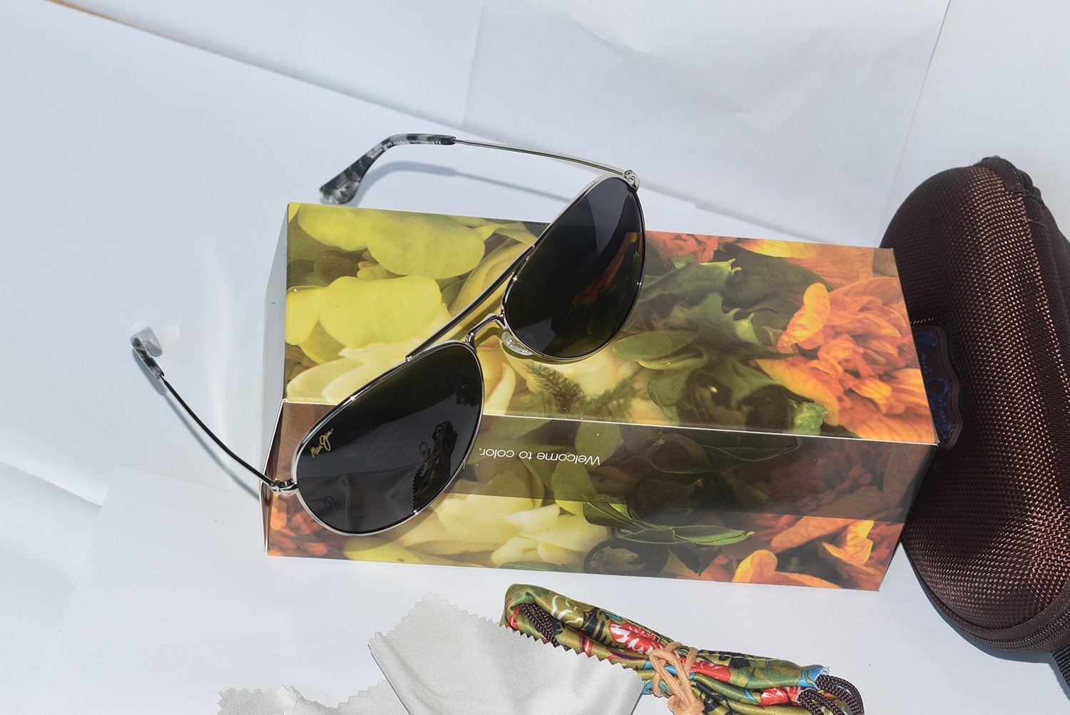 Maui Jim Mavericks GS264-17 Polarized Silver Aviator Sunglasses Neutral Grey Len