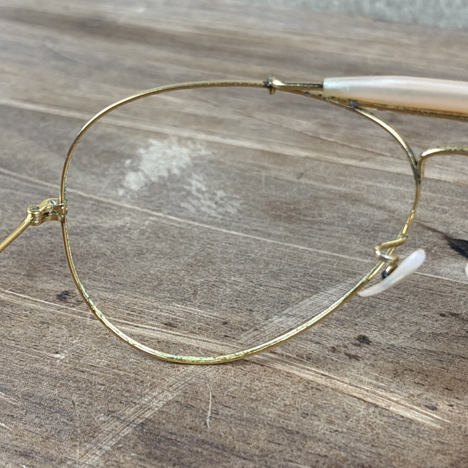 Vtg B&L Ray-Ban RB3030 Sunglasses Outdoorsman Gold Brow Bar FRAMES ONLY 62-14