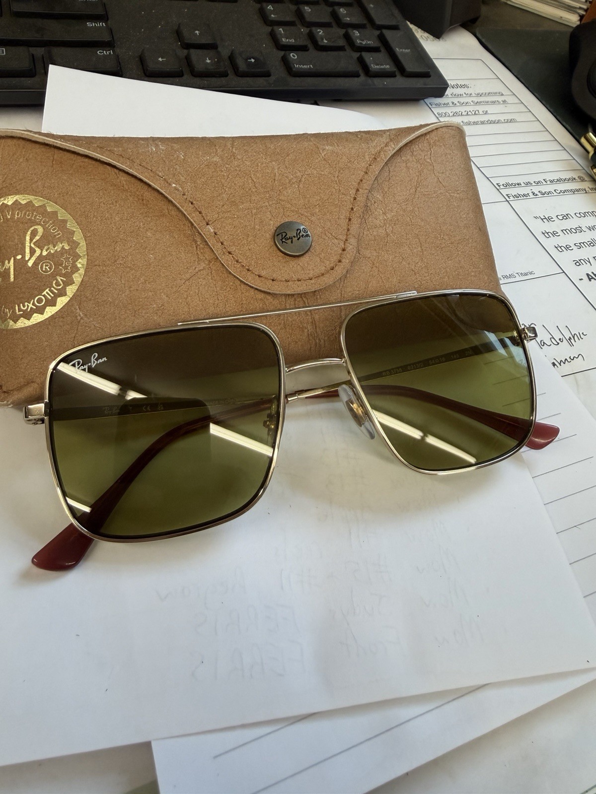 RAY BAN RB3758 Ari Gold Green 54 mm Sunglasses With Case