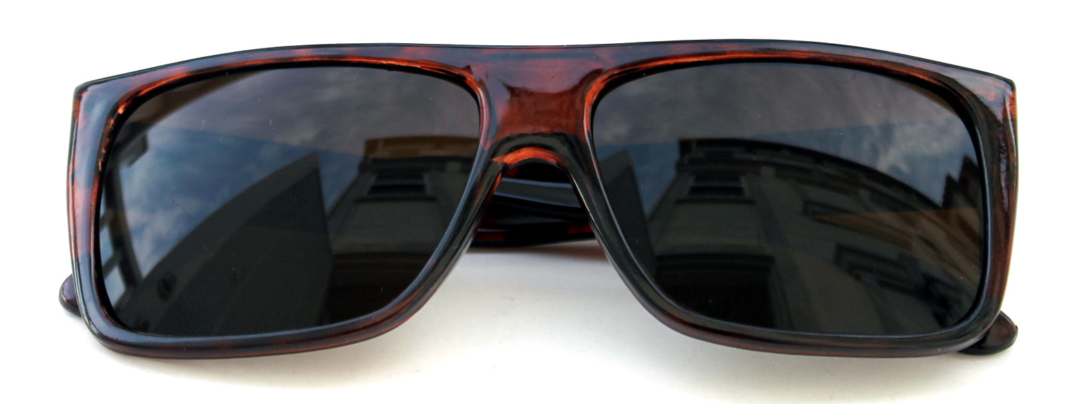Men’s Flat Top Sunglasses Square Shape Brown Tortoise Frame Retro 80’s 90’s 360