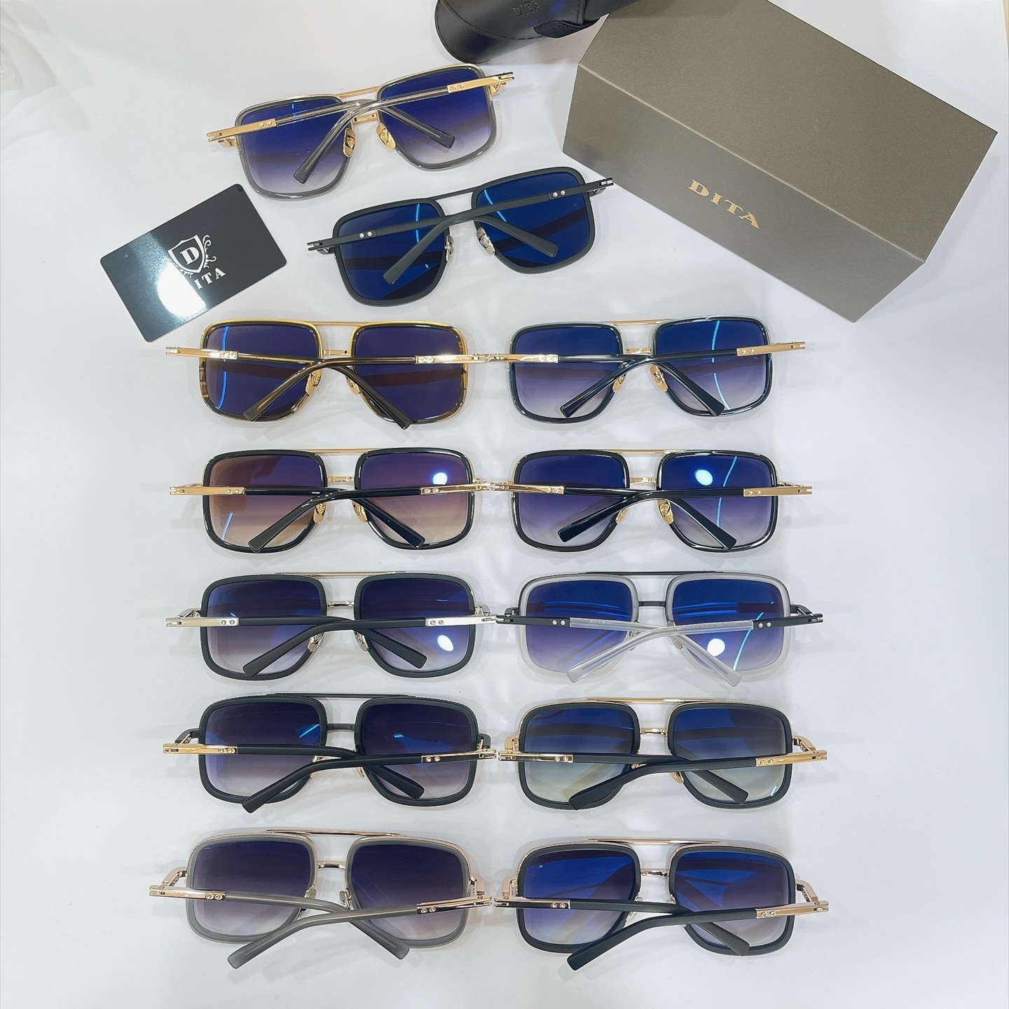 DITA DRX‑2030 Sunglasses Blue‑Tortoise Gold Frame Purple Gradient Lens 59‑15‑127