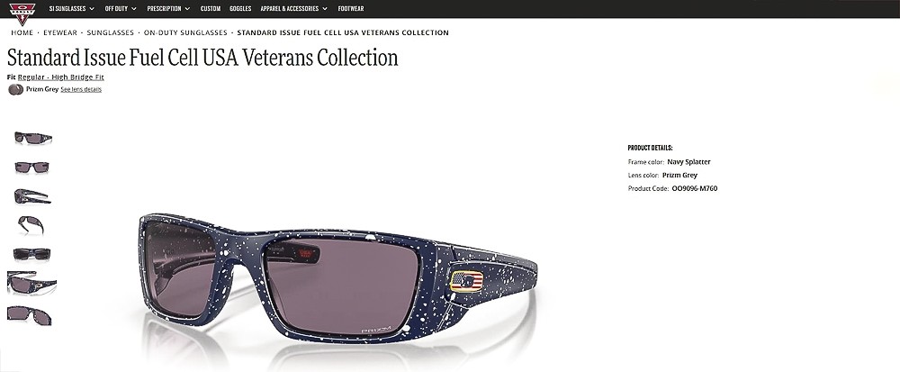 Oakley Fuel Cell Sunglasses Navy Splatter Prizm Gray USA Flag OO9096-M760