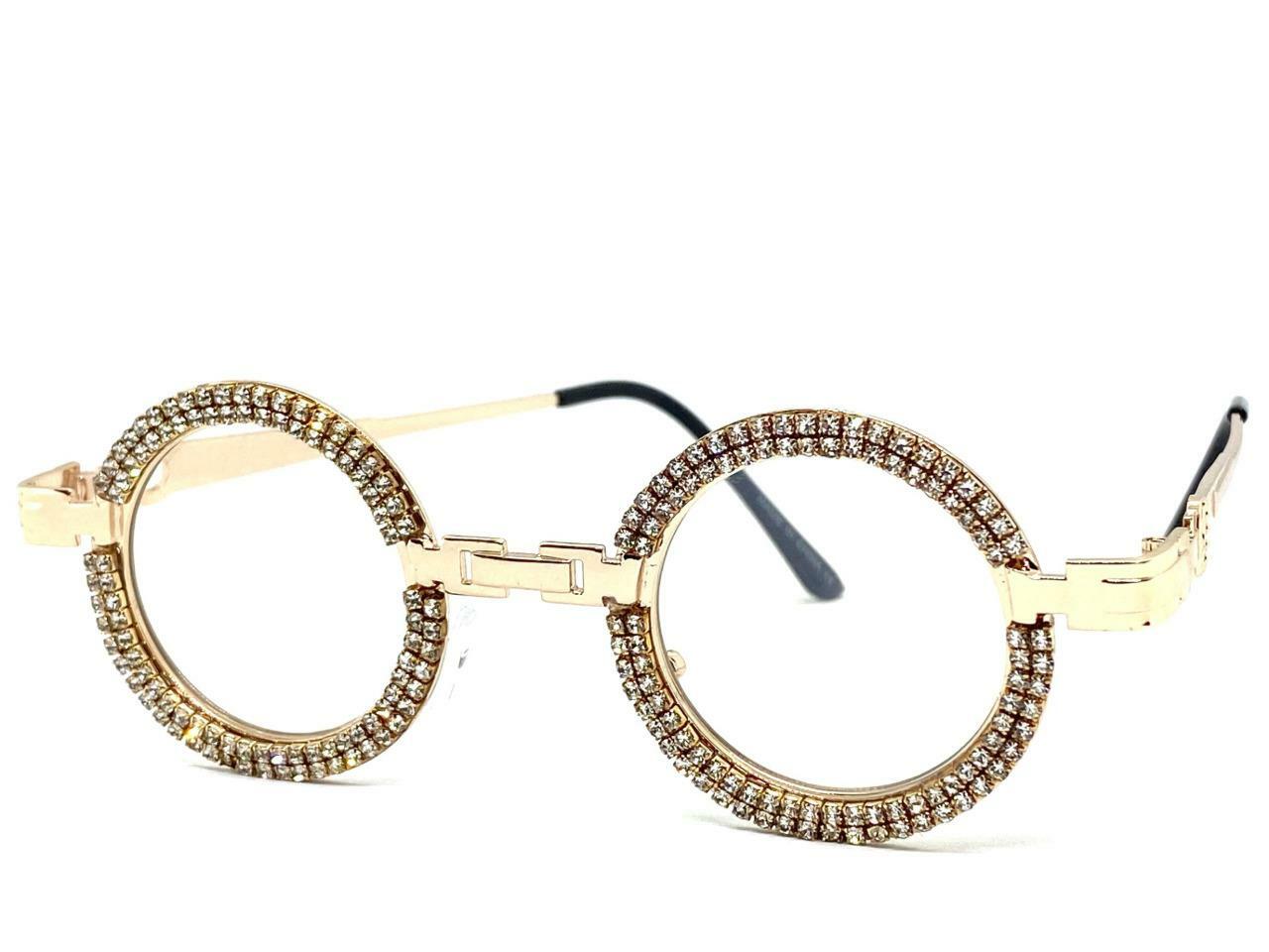 Classy Elegant Retro Hip Hop Rapper Clear Lens SUN GLASSES Round Rose Gold Frame