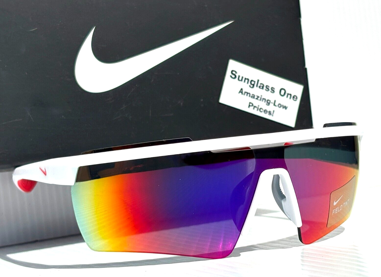 Nike WINDSHIELD ELITE 20 White University Red & Field Tint Sunglass CW1167 101