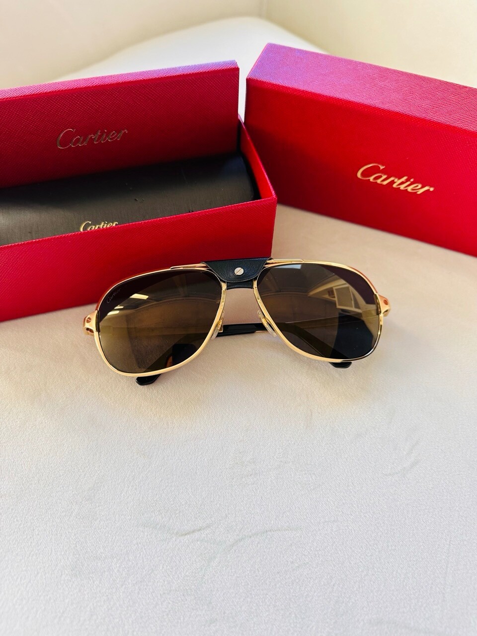 Cartier Santos De Cartier Polarized Grey Flash Mirror Navigator Men’s Sunglasses