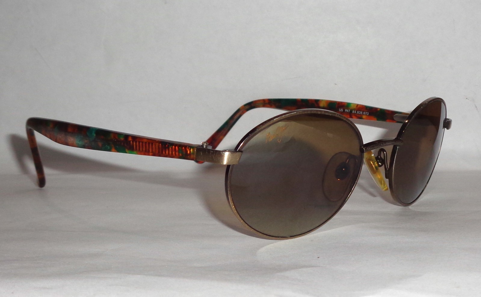 MAUI JIM MJ166-16 Oval Sports Brown Metal Tortoise Polarized Sunglasses JAPAN