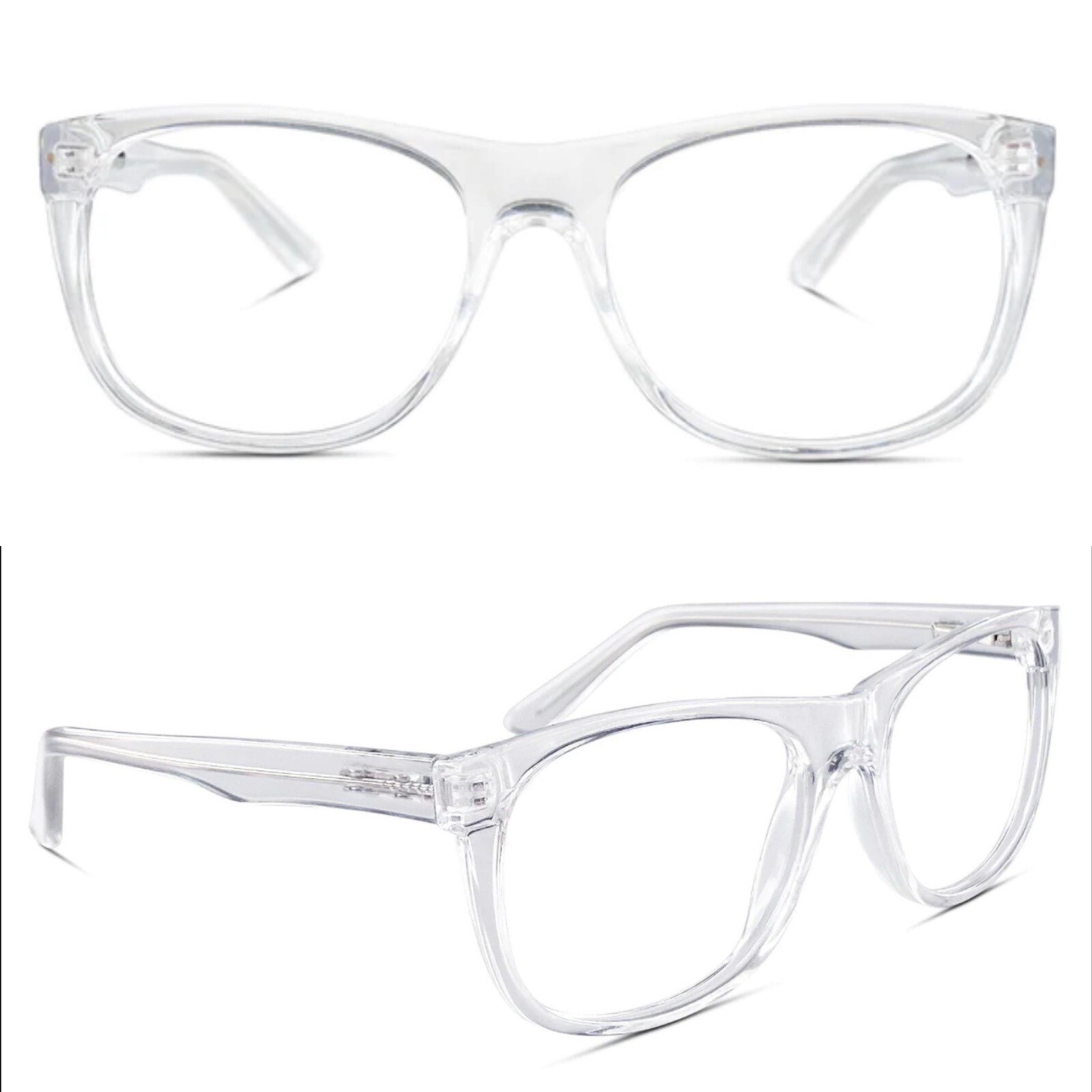 2 Clear Lens Glasses Rectangle Frame Transparent Fashion Eyewear UV 400 Protect