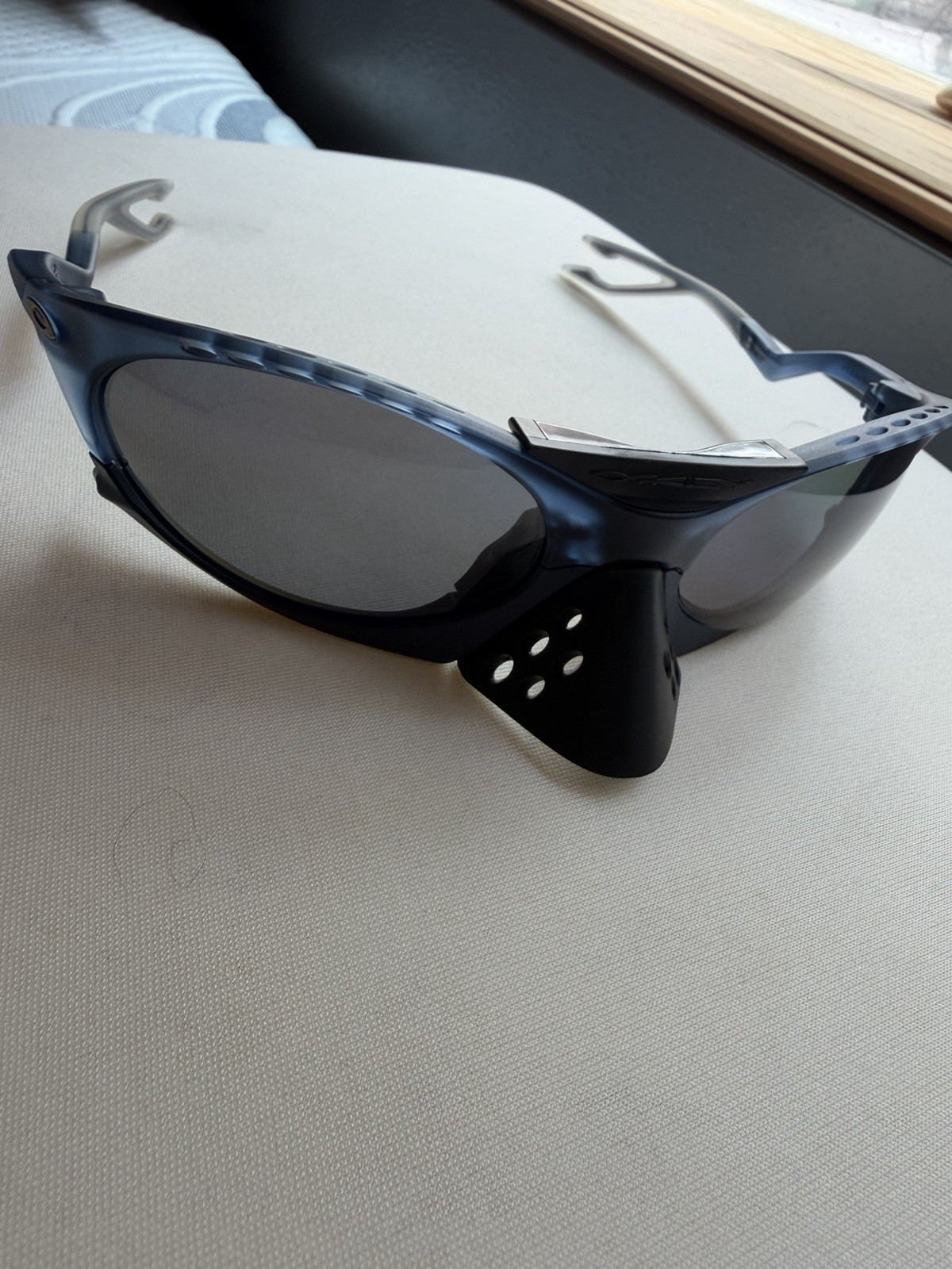 Oakley Plantaris Sunglasses- Prizm Grey Polarized Lenses Matte Transparent Frame