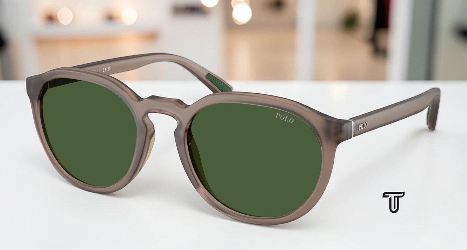 POLO PH4232U 631371 Matte Transparent Brown Bottle Green 53 mm Men’s Sunglasses
