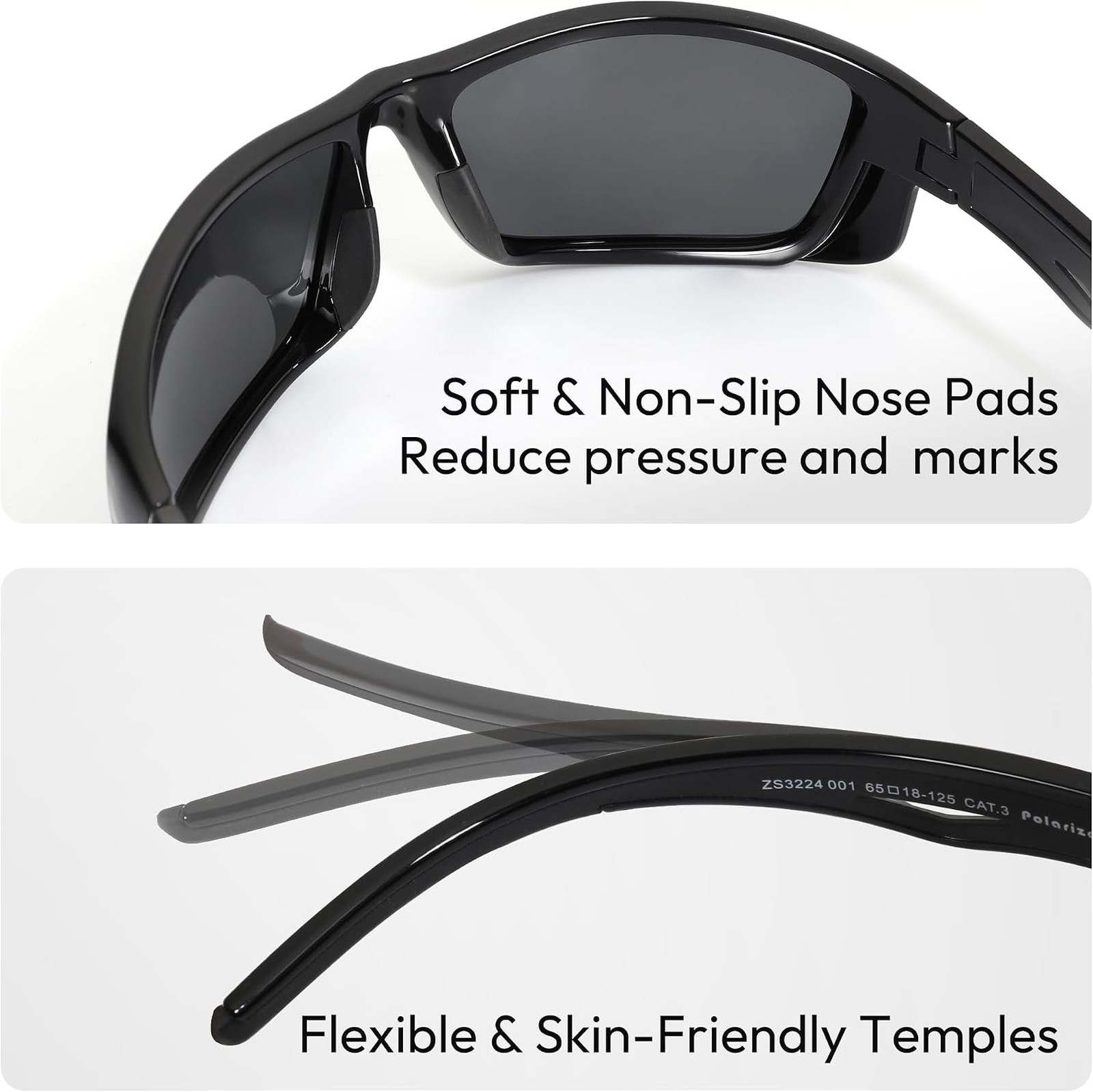 Men’s Polarized Sport Sunglasses UV400 Wrap Around Lightweight Driving Fishing
