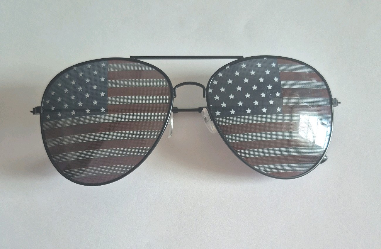 American USA Flag Aviator Sunglasses Patriotic United States Stars Stripes Black