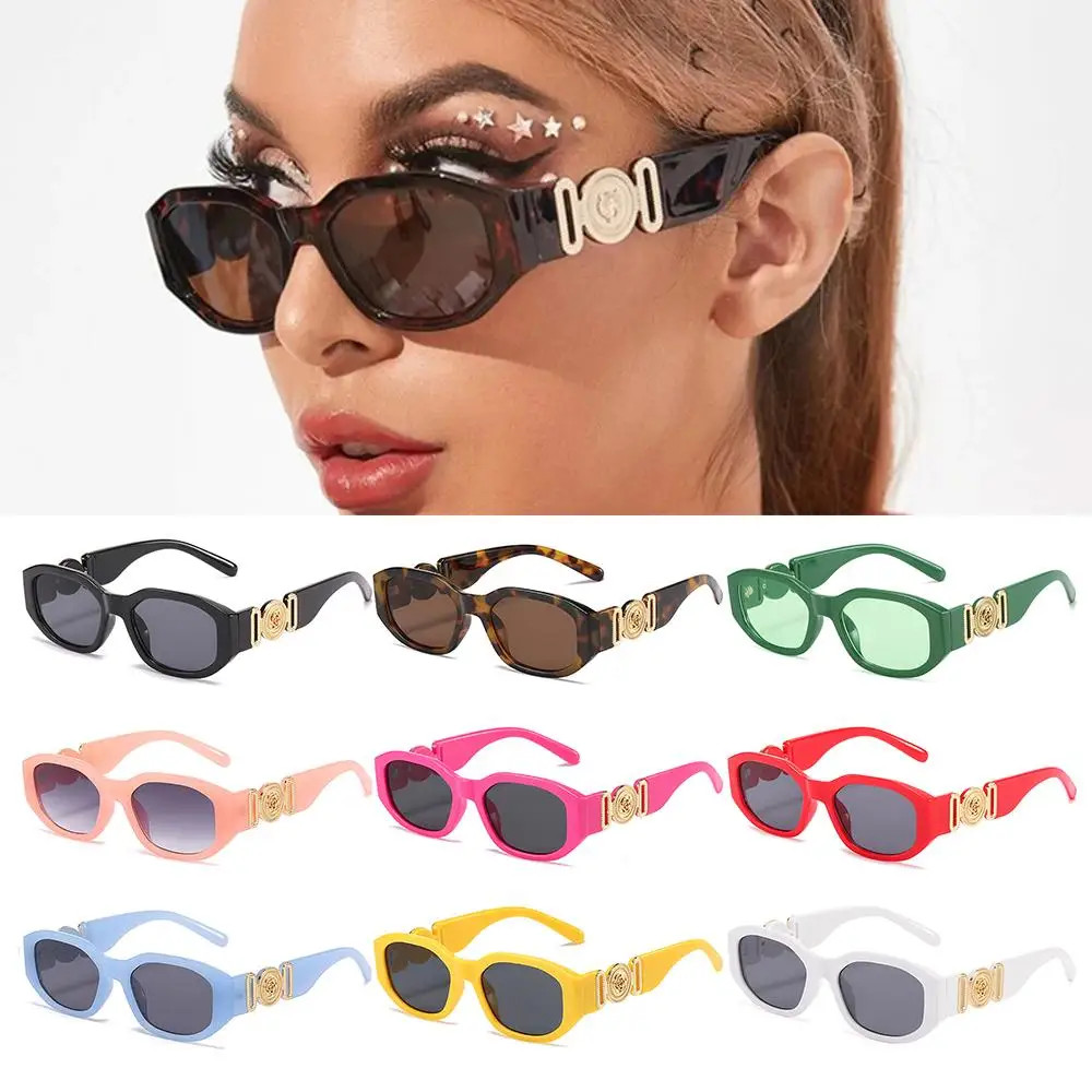 Irregular Oval Sunglasses Metal Rose Accent UV400 Unisex Retro Fashion Shades