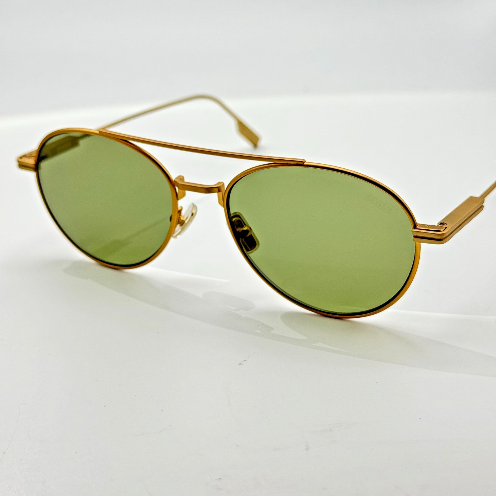 Ermenegildo Zegna Sunglasses EZ0288 35N Matte Bronze Pilot Frame Green Lens 55mm