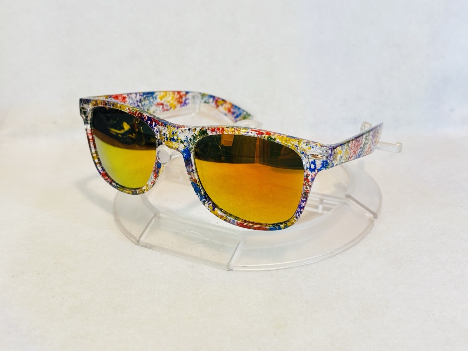 Custom PixelVivid Rainbow Metallic Marble Sunglasses with Gold Mirror Lenses