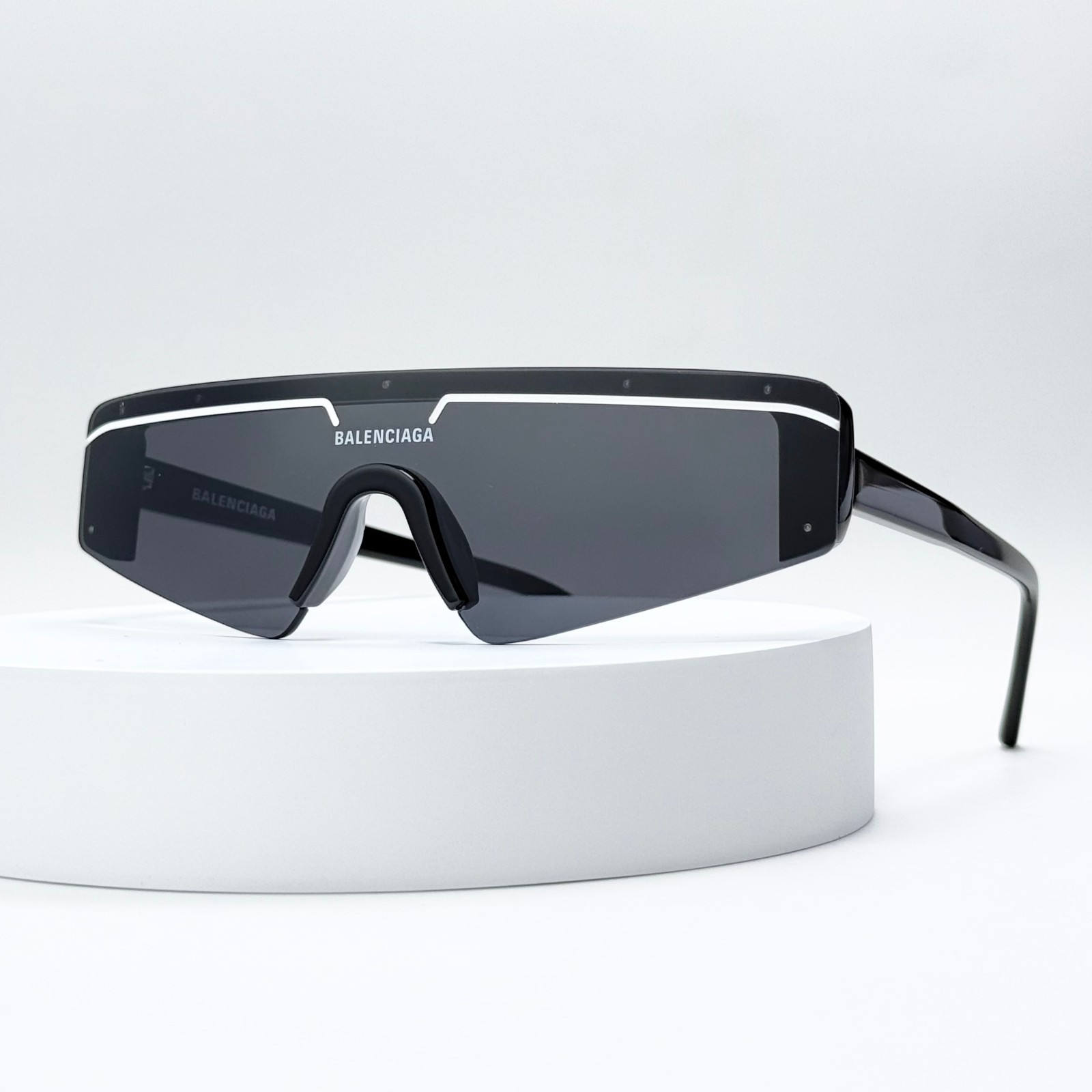 Balenciaga BB0003S 001 Sunglasses Black Grey Shield Mask Unisex 99-1-140 New