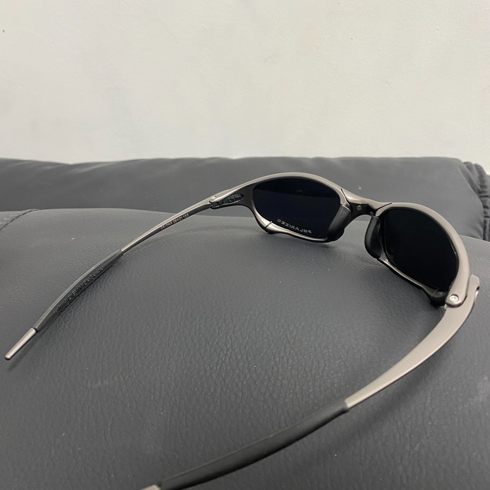 Vintage Oakley Juliet 1.0 X-Metal Polarized Sunglasses Gray Frames Black Lens