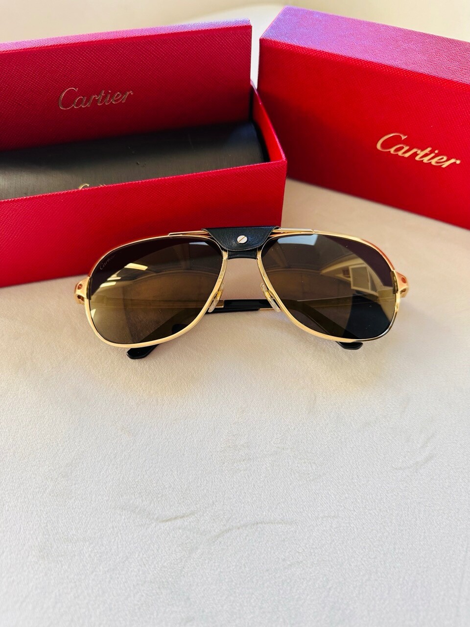 Cartier Santos De Cartier Polarized Grey Flash Mirror Navigator Men’s Sunglasses