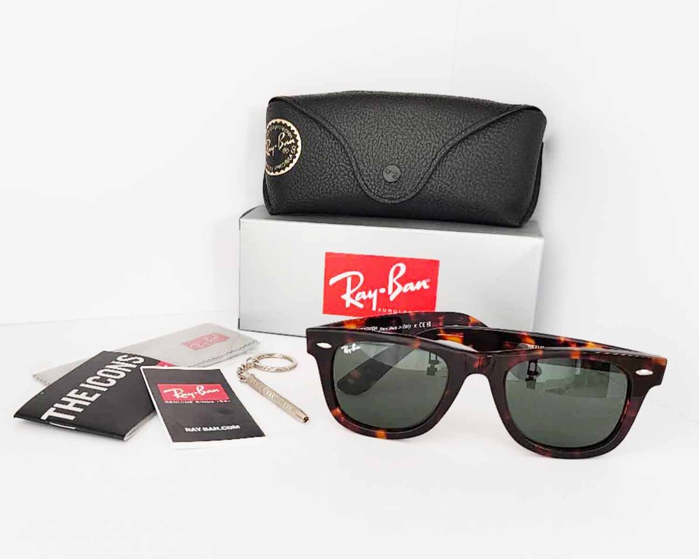 Ray-Ban RB2140 Original Wayfarer Classic Tortoise Frame Green Lens 50mm Unisex