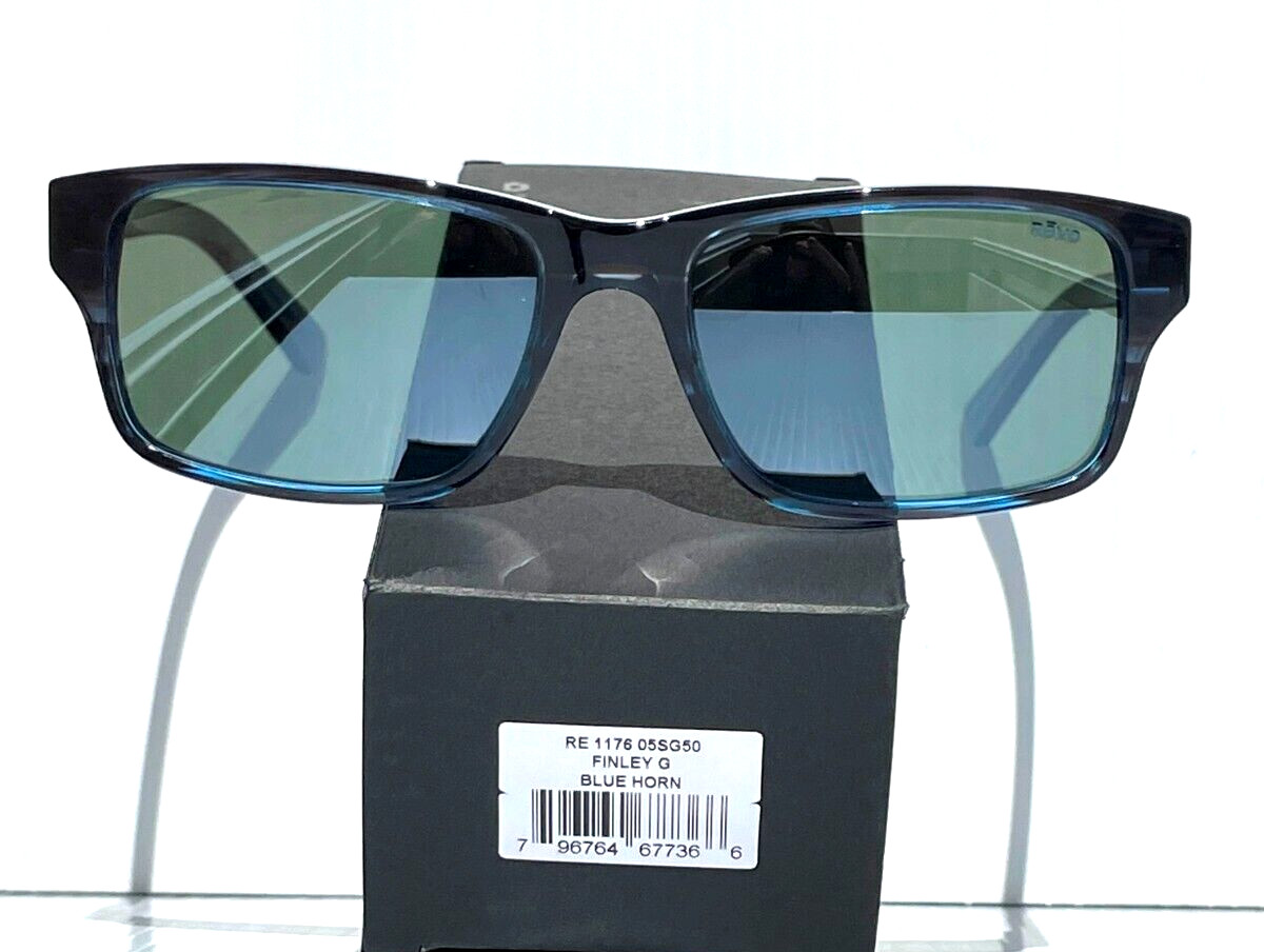 NEW Revo FINLEY G Polished Blue Horn POLARIZED Grey GLASS Sunglass 1176 05 SG50