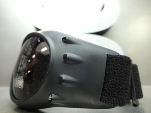 Men PADDED MOTORCYCLE RIDING GOGGLES with Strap Black Frame Dark Anti Fog Lens