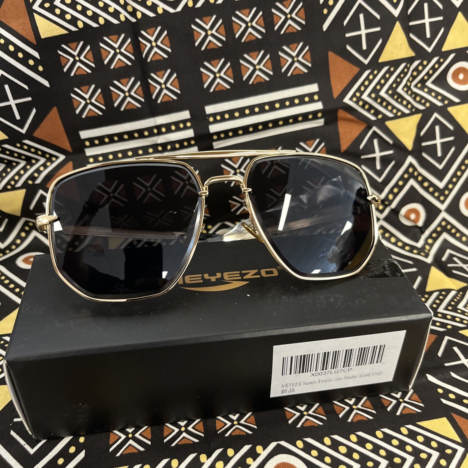 DESIGNINSPIRED Tony Stark EDITH SQUARE FRAME AVIATOR SUNGLASSES Gold Gradient