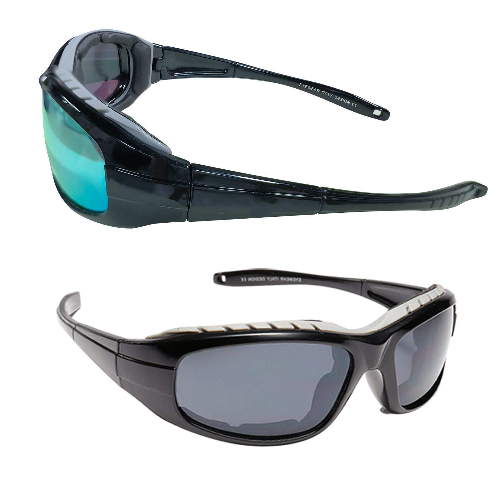 2 Pair Anti-Fog Padded Wraparound Motorcycle Sunglasses/Biker Glasses off-road
