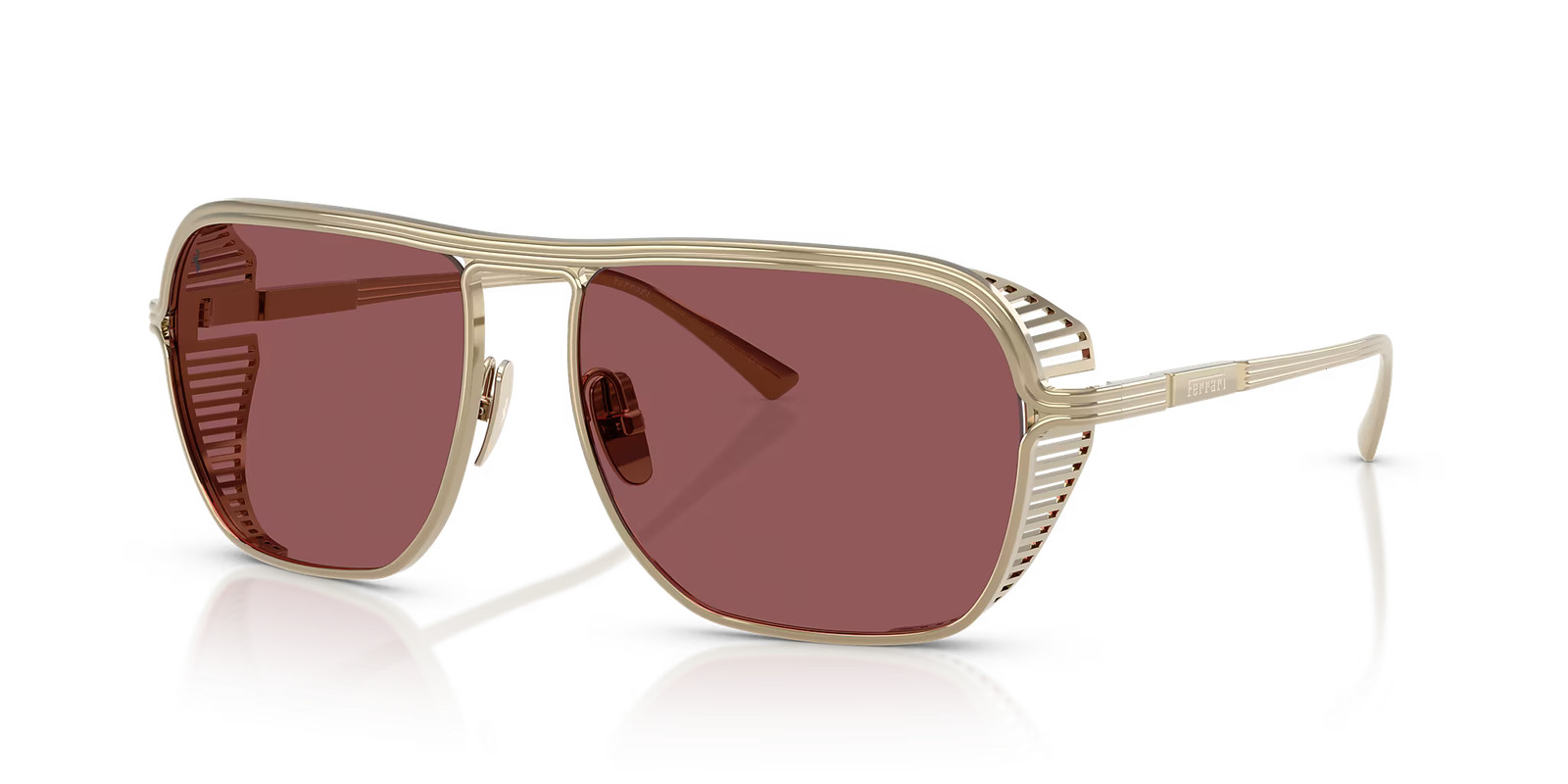 Ferrari Gold Framed Sunglasses with Red Lenses – FH1014T – $769