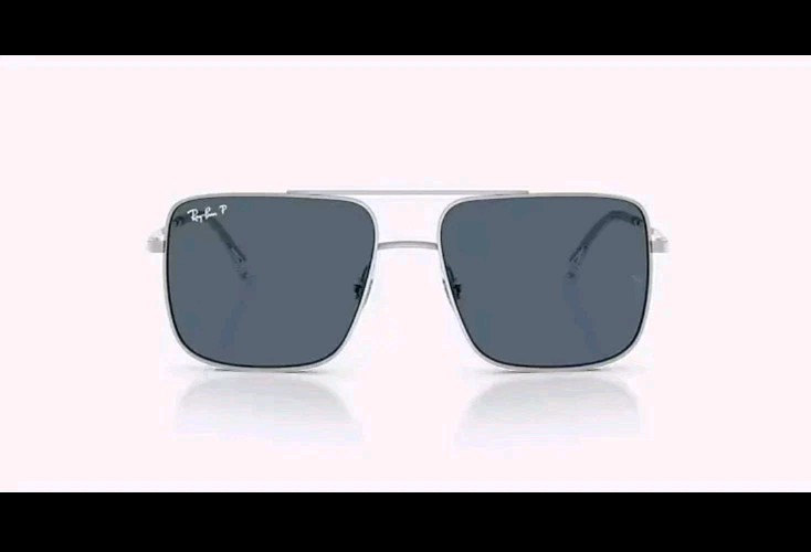 RAY-BAN POLARIZED ARI SUNGLASSES RB3758 003/2V SILVER FRAME BLUE LENS 145mm