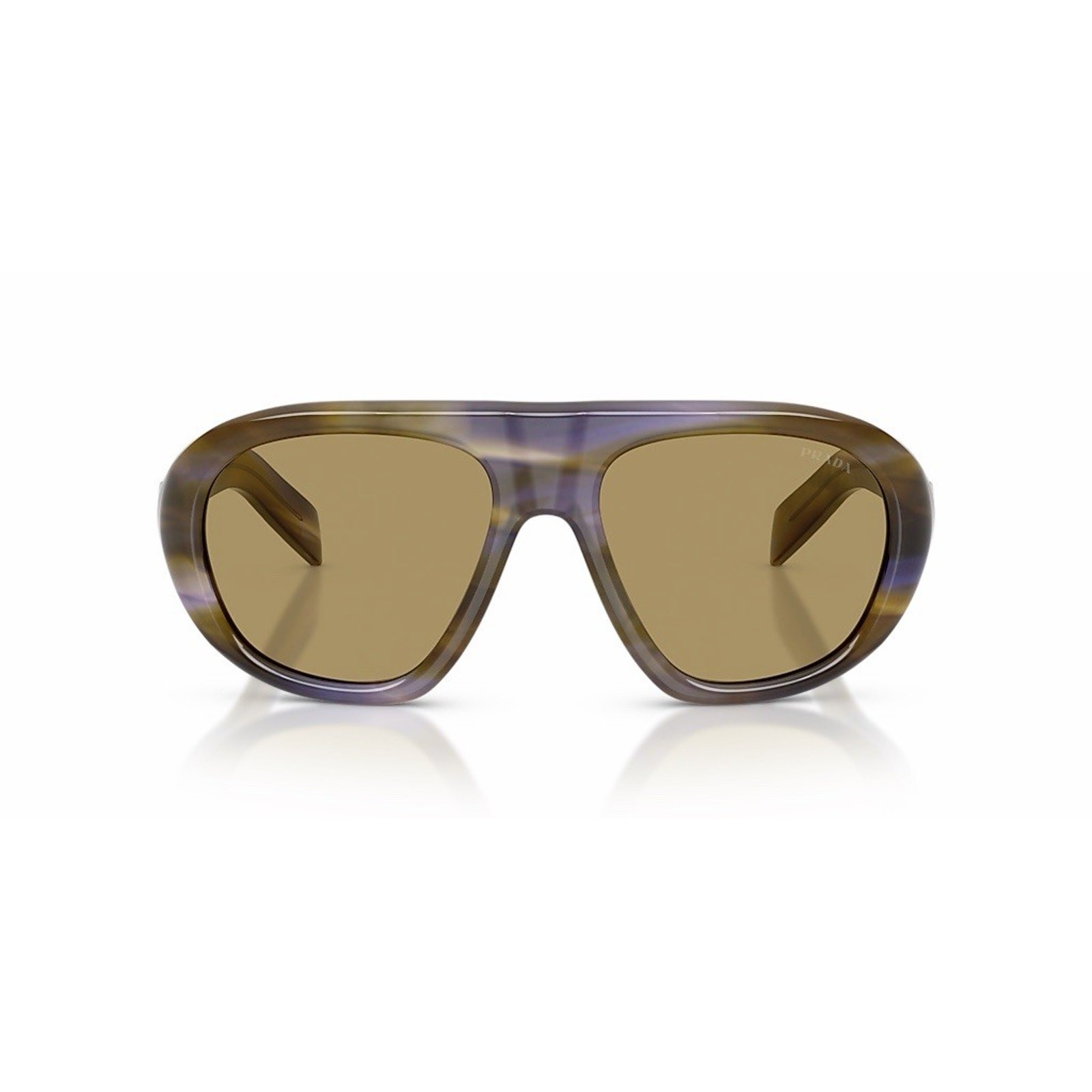 PRADA PR C05S 23G70G Stripped Laguna Green Olive Lens Sunglasses AUTHENTIC