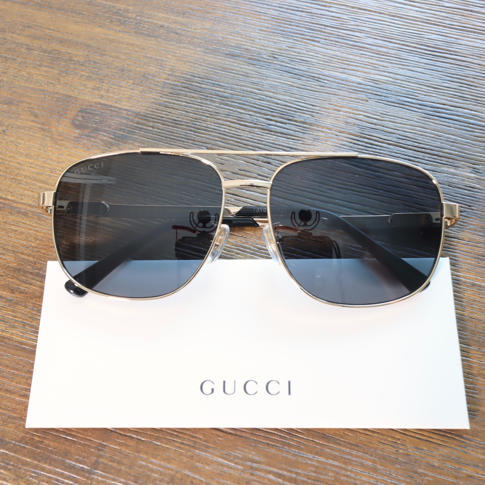 Gucci GG1223S 002 60mm Aviator Sunglasses in Gold/Gray Lens