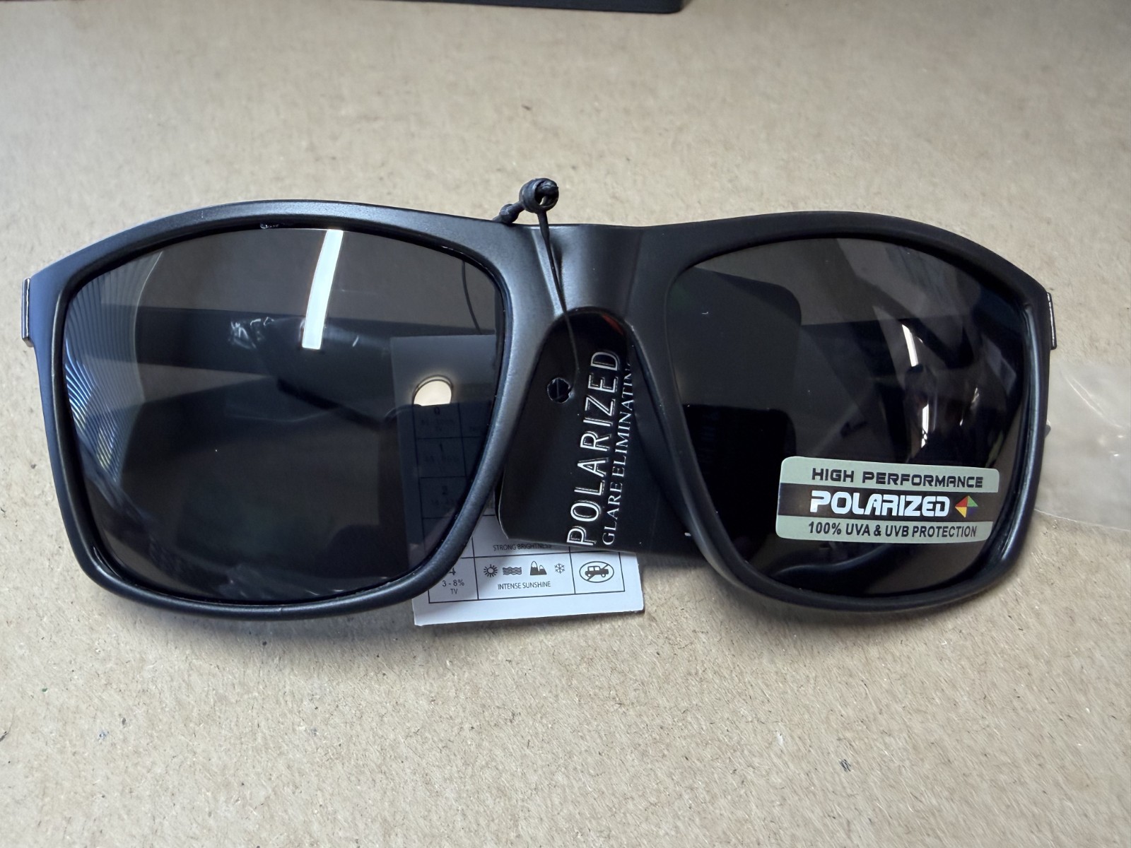 Polarized Sunglasses Black Frame Black Wood Grain Look Temples Smoke Gray Lens
