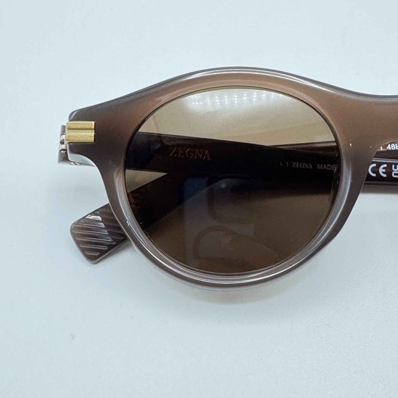 Ermenegildo Zegna Sunglasses EZ0271 48E Shiny Dark Brown Frame Brown Lens 48mm