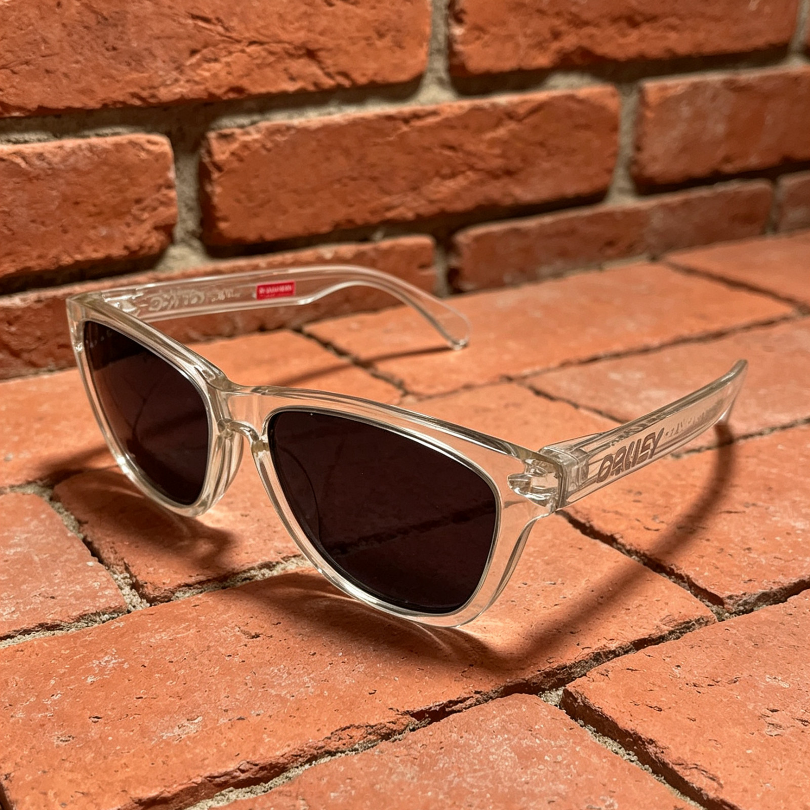 Oakley Frogskins OO9245 Sunglasses Clear/Red Frame Ruby Lenses