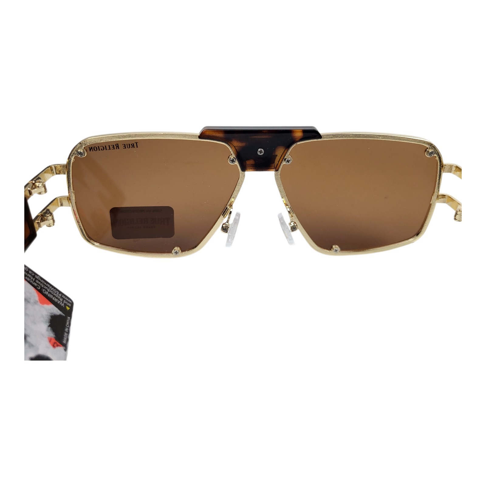 True Religion Mens Aviator Sunglasses 100% UV Protection New Gold Frames