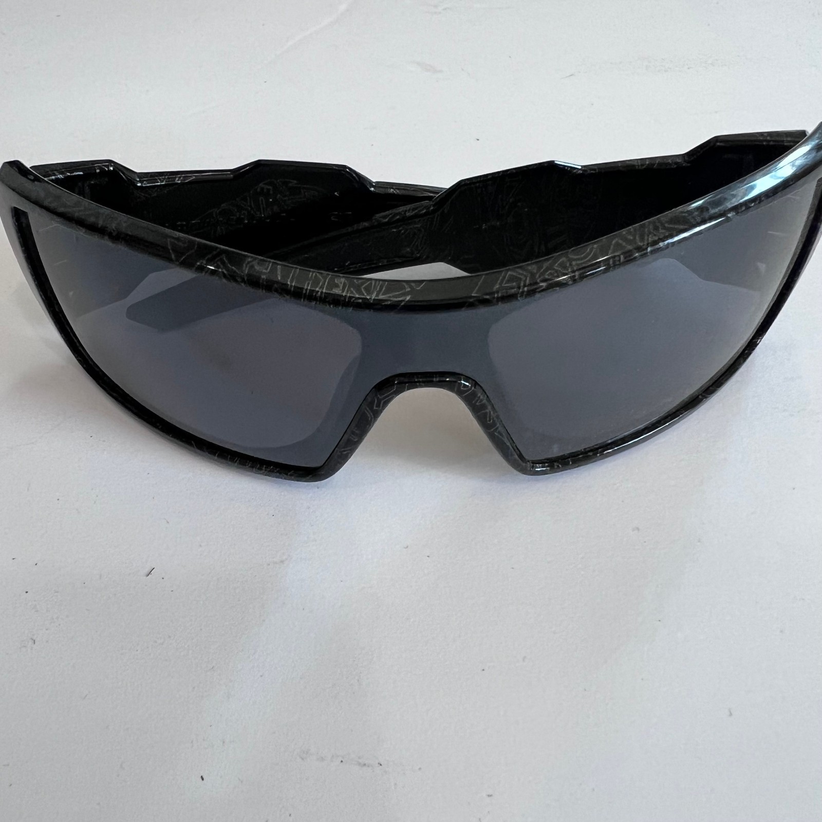RARE Oakley Oil Rig Polished Black Silver Ghost Text Black Iridium Lens USA Made