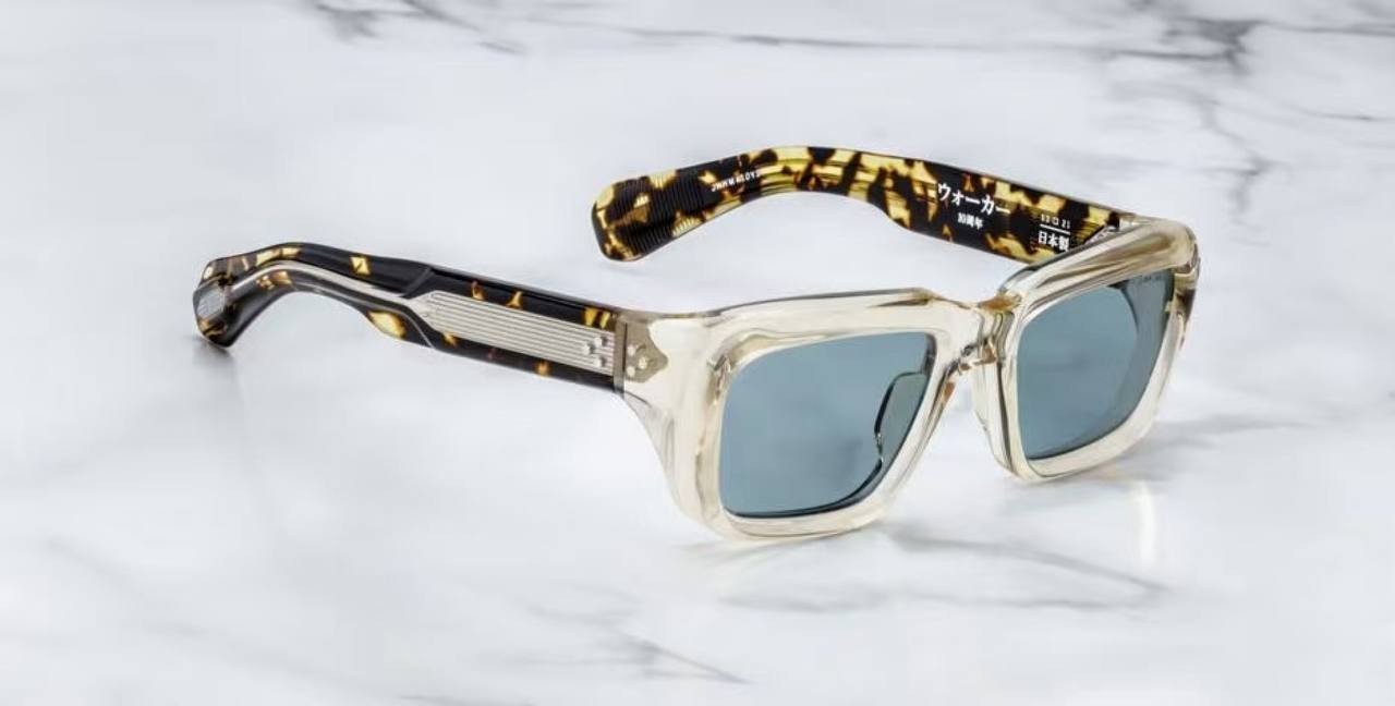 Jacques Marie Mage Walker Sunglasses Clear Crystal Frame Blue Lenses 53-21-146