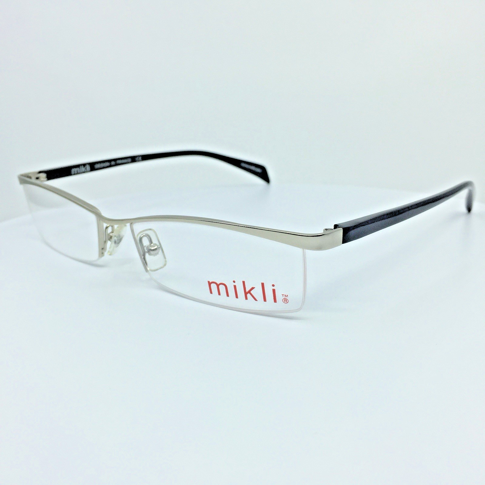 NEW Vintage MIKLI ML 0850 0004 Eyeglasses ML 0850 C. 0004 Silver & Black 56-17mm