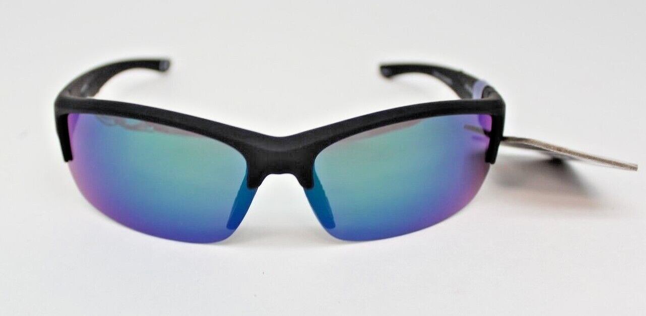 Angler Eyes POLARIZED Black Half Rim Wrap Mens Sunglasses 100%UVA-UVB AE 28 BLK