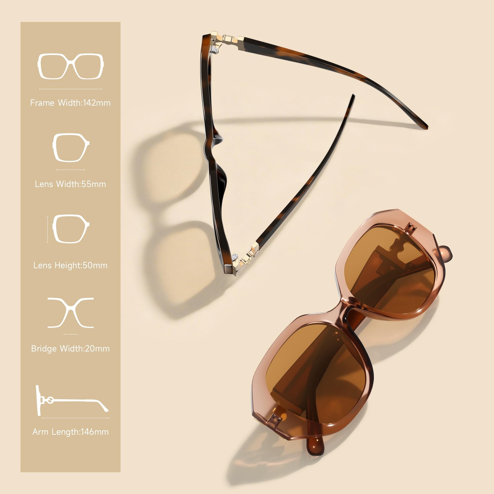 Foliful Oversized Polarized Sunglasses for Women Trendy Womens Designer Sungl…