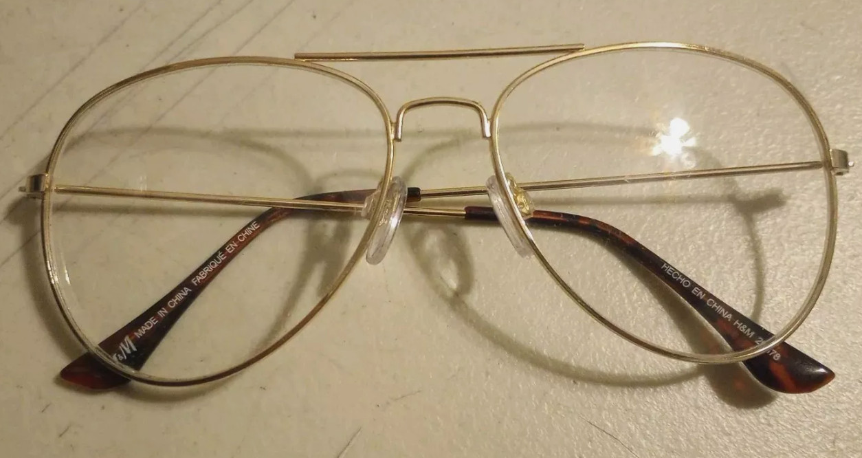 H&M Aviator Sunglasses Gold Transparent Clear lLenses Unisex Adults 202878
