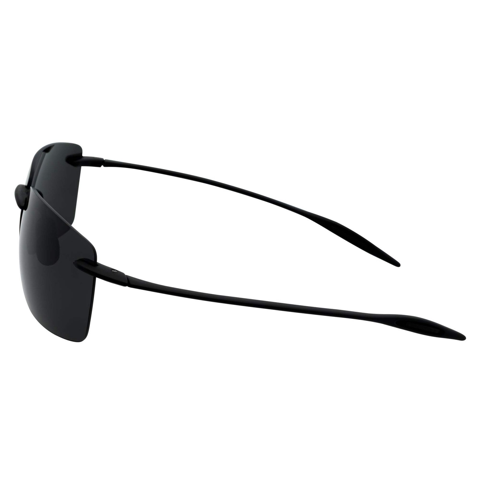 MAUI – Rimless TR90 Thin Sports Wrap Sunglasses Matte Black Smoke Polarized