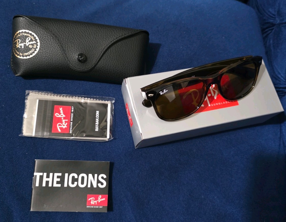 Ray-Ban RB2132 710 55mm New Wayfarer Light Havana B-15 Brown
