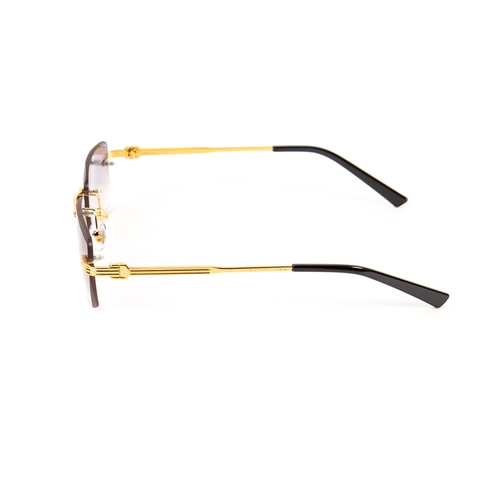 Luxury Purple Gradient Tint Rimless Gold Wire Frame Unisex Shades Sunglasses