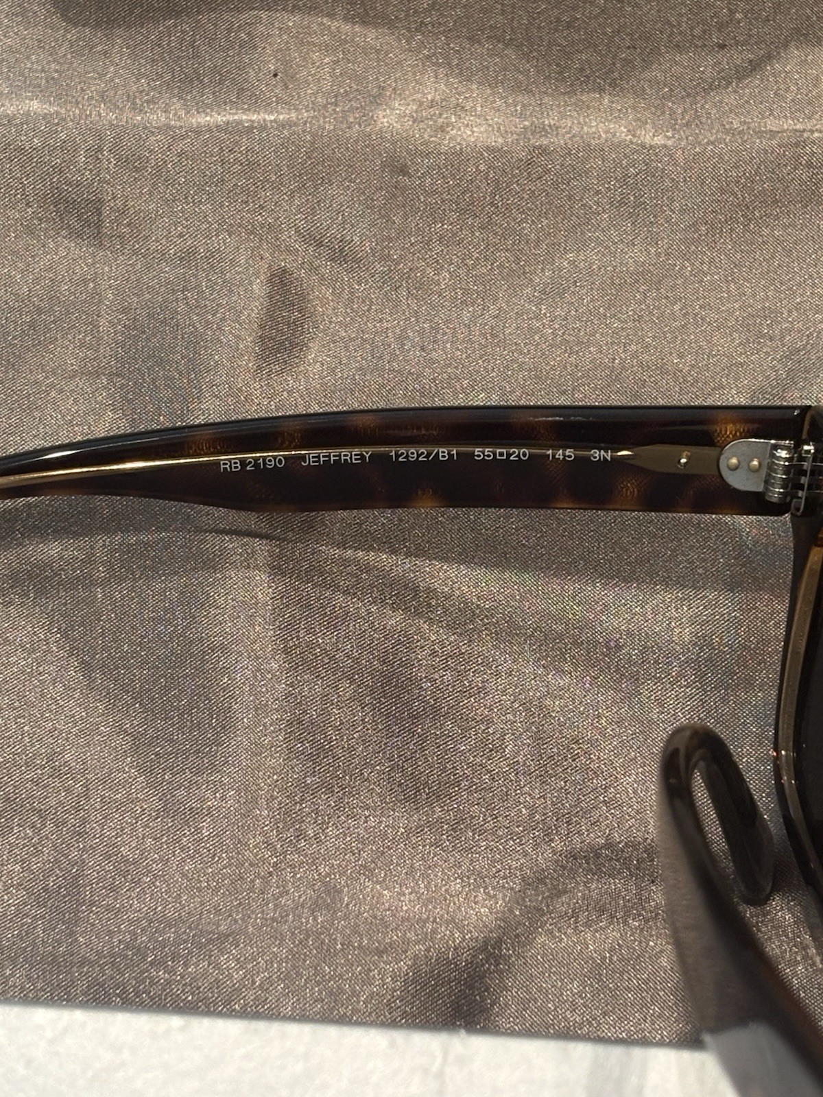 Ray-Ban ORB2190 Jeffrey Men’s Square Sunglasses Brown Tortoise Gray Lens 145mm