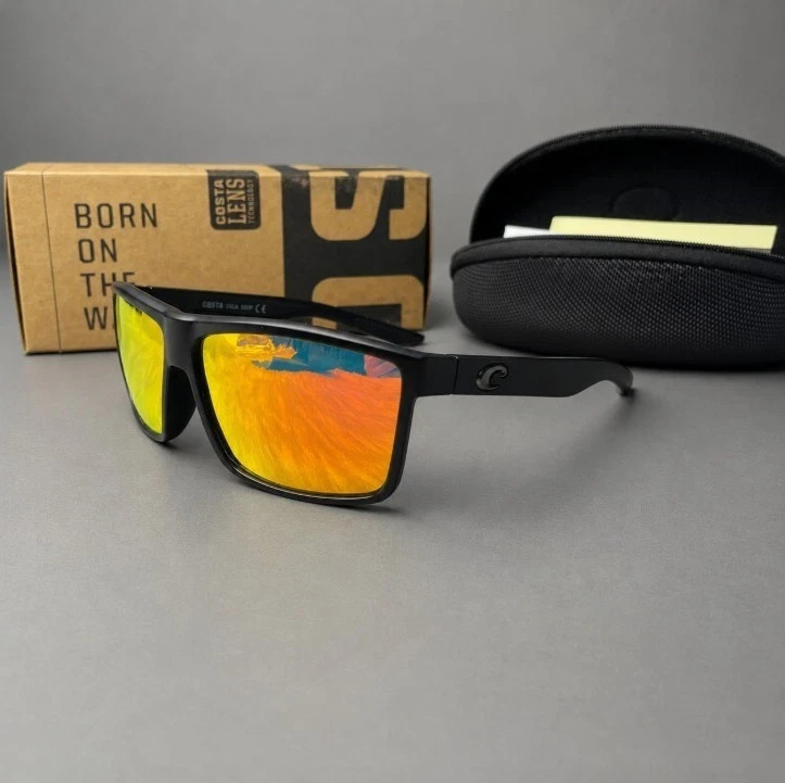 Costa Del Mar Rincon Sunglasses Black Frame Orange Mirror 580P Polarized NEW