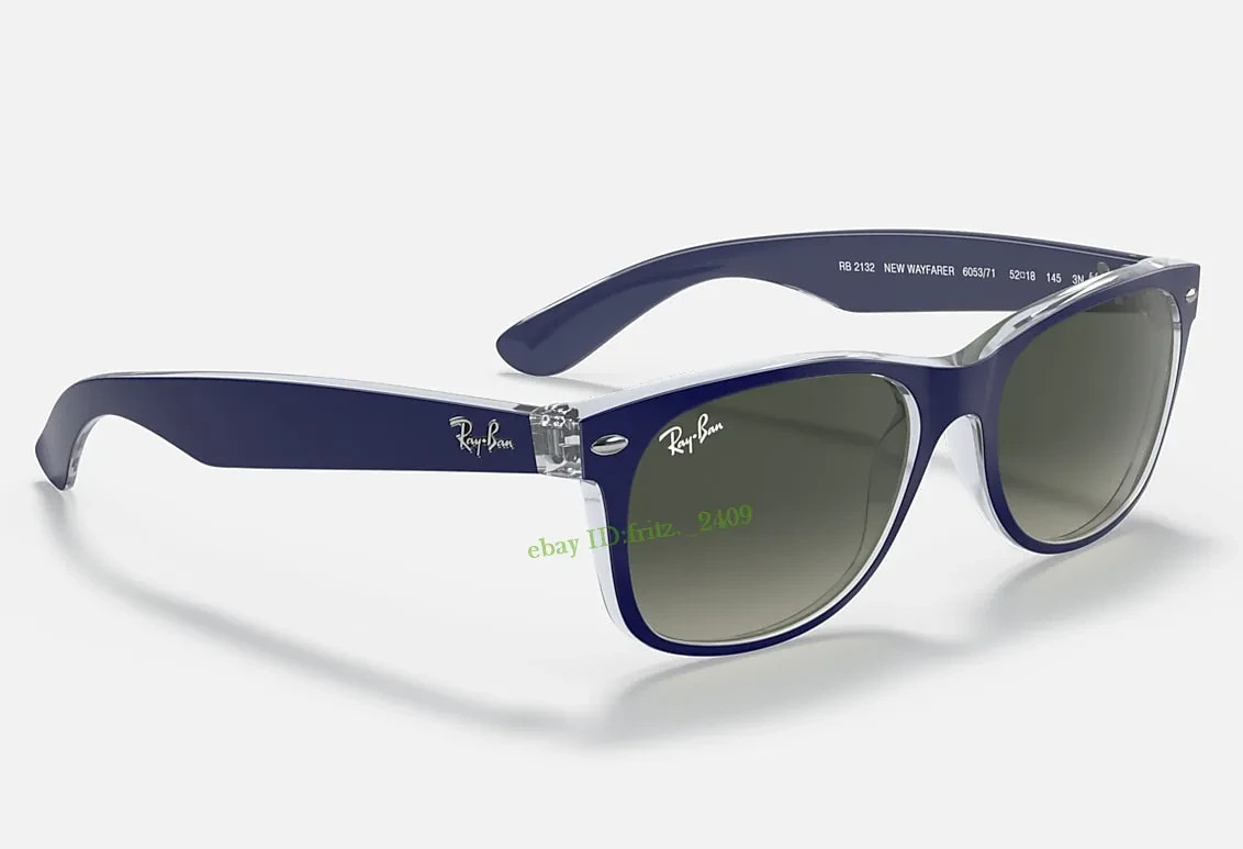 New RAY-BAN RB2132 6053/71 Crystal Navy Blue Wayfarer Sunglasses ItalyUV400 55mm