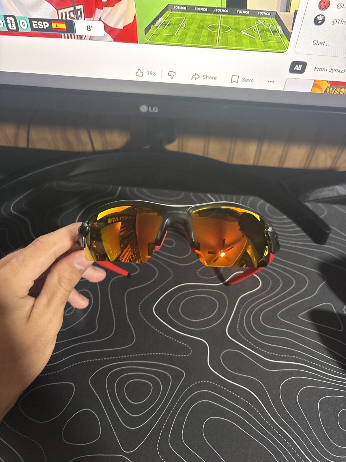 Oakley Flak 2.0 XL Sunglasses Black Frame Polarized Red Lens Red Temple Arms