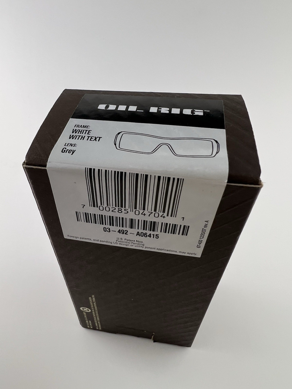 Oakley Oil Rig White/Text Print Frame Grey Lens+Box 03-492 Gen 1 Flat Icons NEW