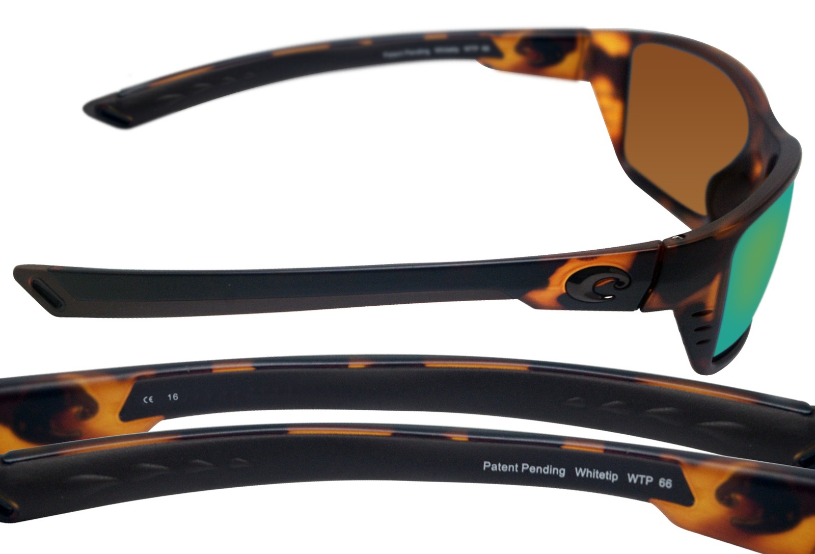 Costa Del Mar whitetip retro tortoise frame green mirror plastic 580P lens new