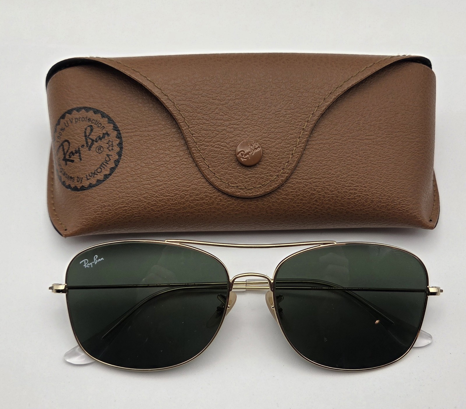 Ray-Ban RB3799 001/9A Gold Polarized G-15 Green Sunglasses 57mm Double Bridge